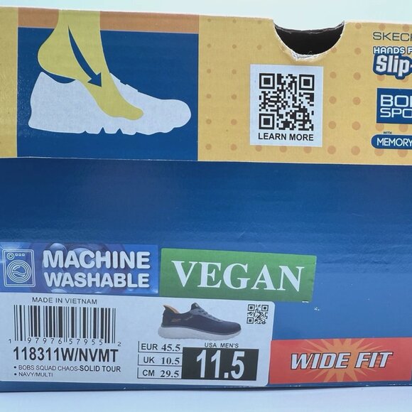 Skechers Men's Wide Fit Hands Free Slip Ins Squad Chaos Solid Tour Sneaker Navy - Picture 12 of 12